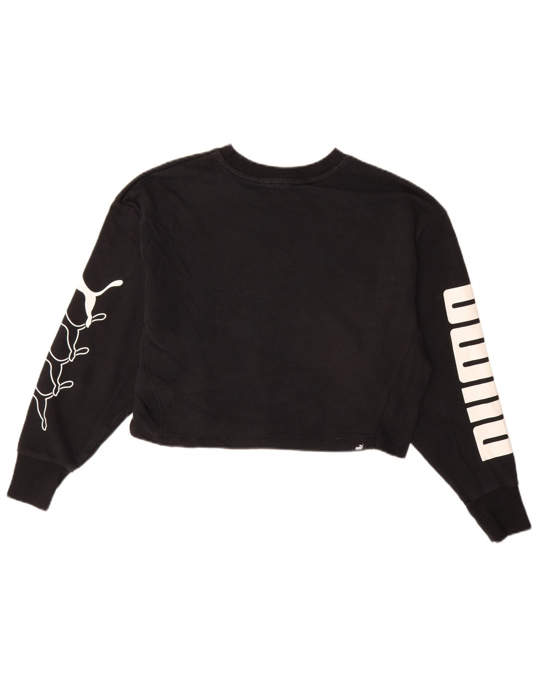 PUMA Damen Oversize Crop Graphic Sweatshirt Pullover UK 10 Small Schwarz