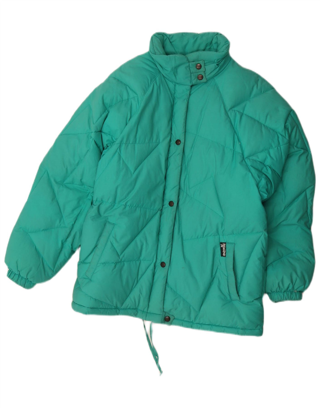 Vintage Damen Übergroße gepolsterte Jacke IT 46 Großes grünes Polyamid