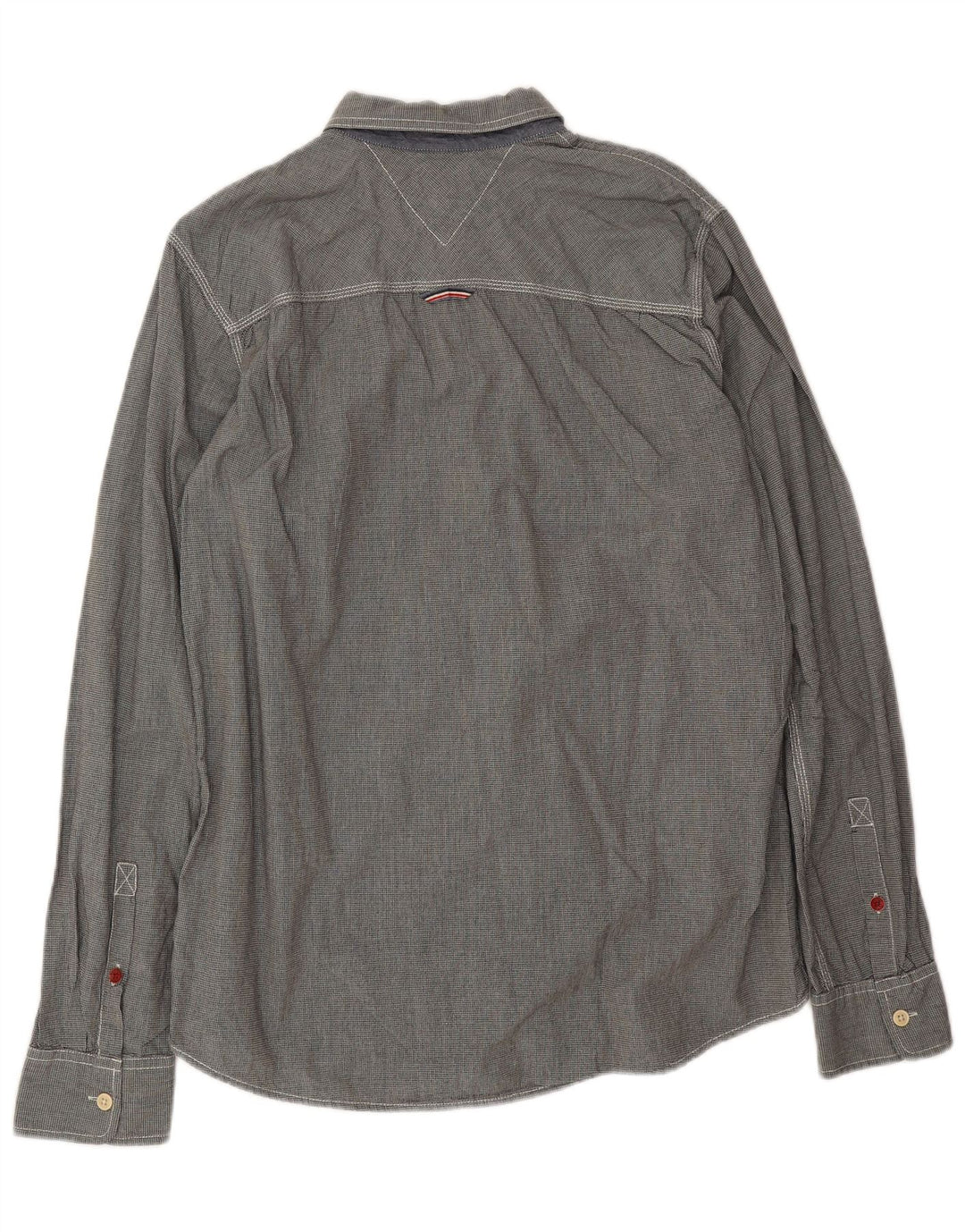 Tommy Hilfiger Herrenhemd XL Graue Hahnentritt-Baumwolle