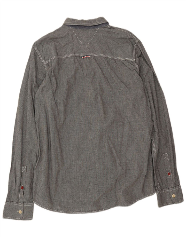 Tommy Hilfiger Herrenhemd XL Graue Hahnentritt-Baumwolle
