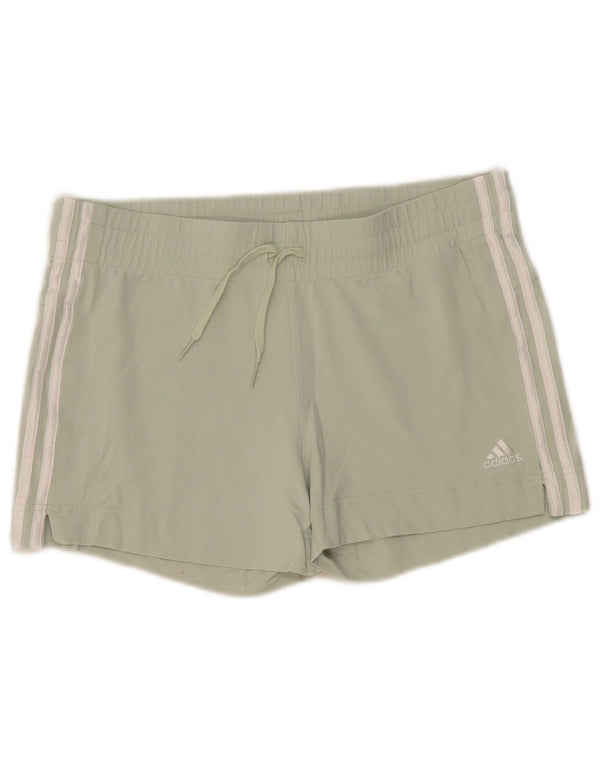 Adidas Womens Slim Fit Sport Shorts UK 12/14 Medium Green Cotton