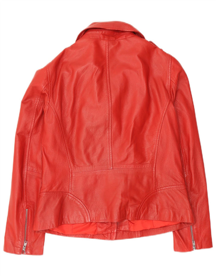 Vintage Damen Bikerjacke UK 16 Großes rotes Leder