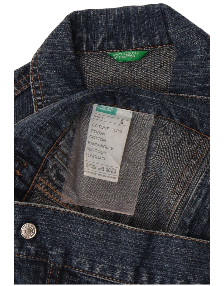 Benetton Damen Jeansjacke UK 10 Small Blaue Baumwolle