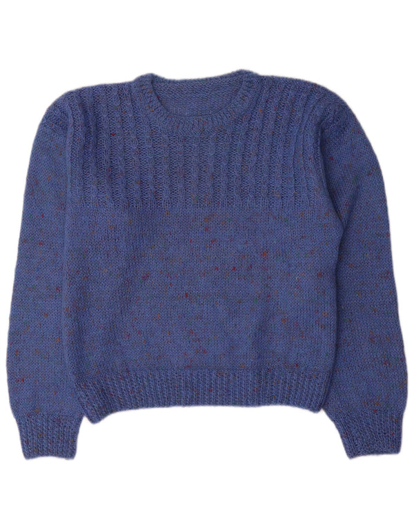 Vintage Damen Pullover mit U-Boot-Ausschnitt, UK 14, mittelblau meliert