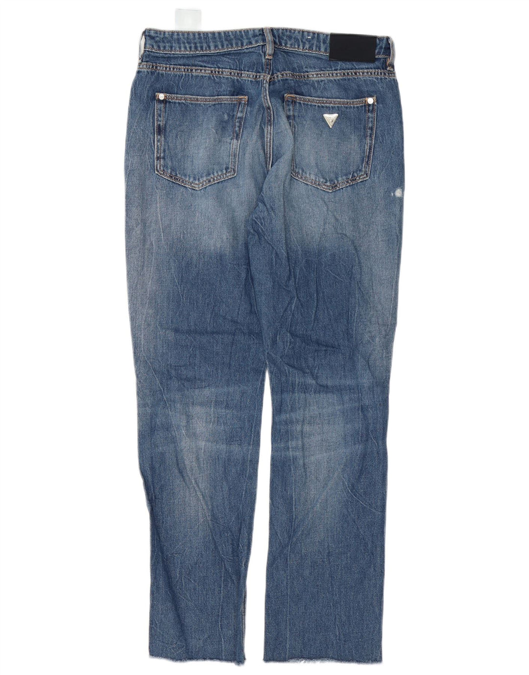 Guess Damen Distressed Straight Jeans 29 L30 Blaue Baumwolle
