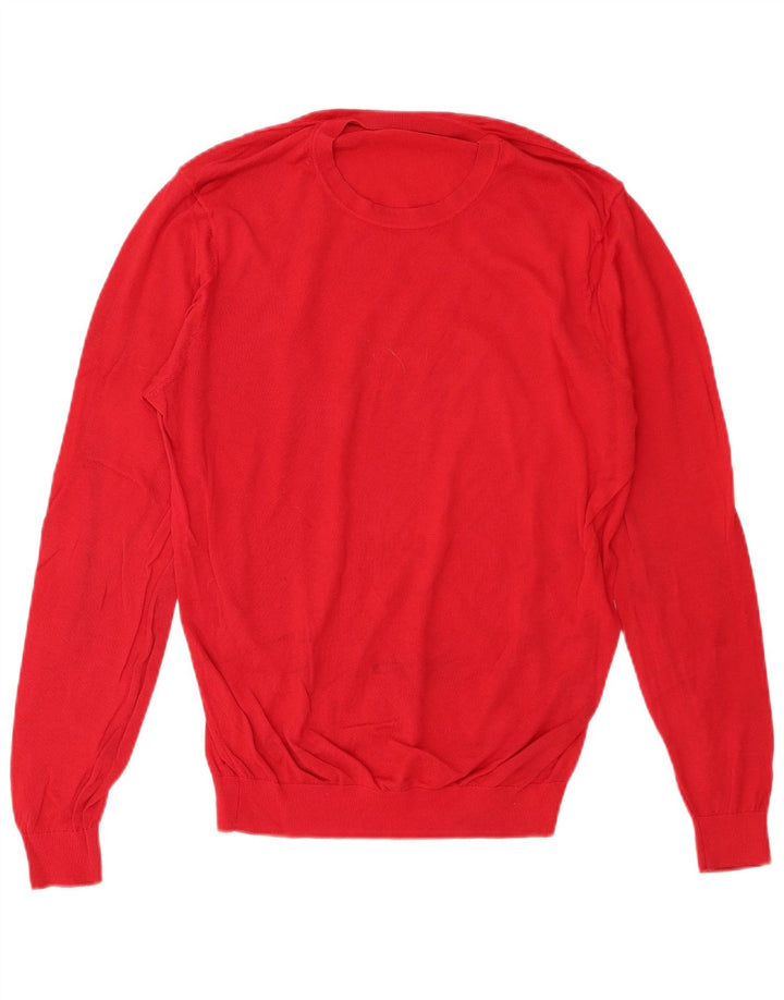 Zara Herren-Pullover mit Rundhalsausschnitt, groß, rote Baumwolle