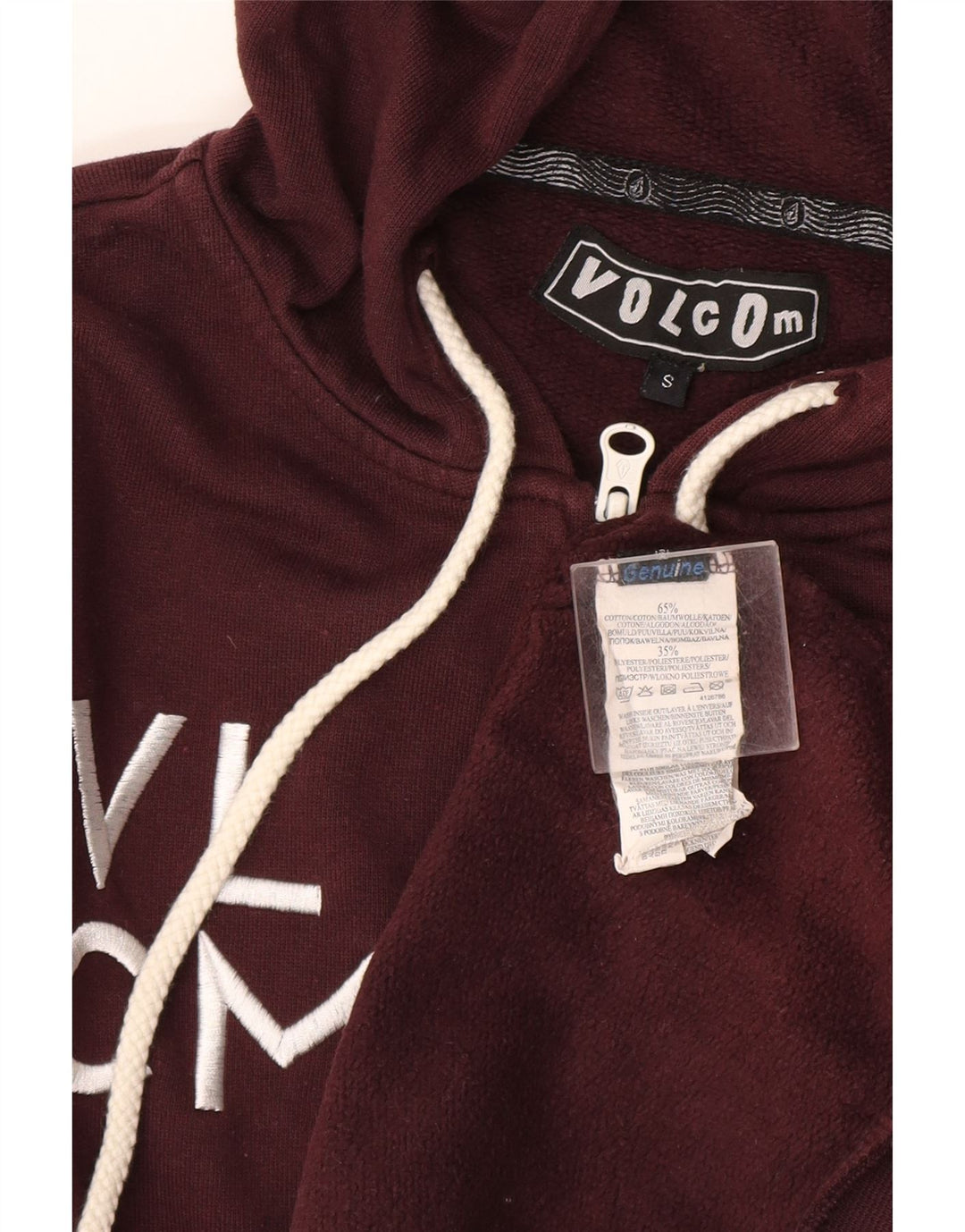 Volcom Herren-Kapuzenpullover mit grafischem Reißverschluss, klein, Burgunderrot, Baumwolle