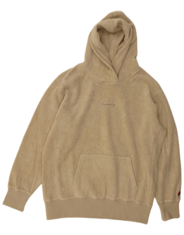 SUPERDRY Übergroßer Damen-Fleecepullover mit Kapuze, UK 6, XS, Beige, Polyester