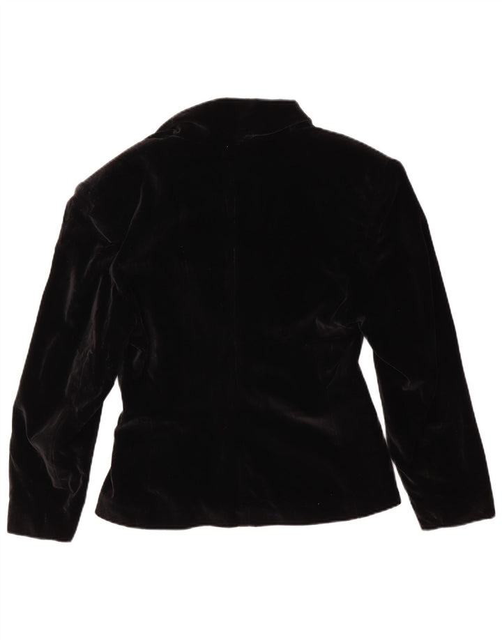 Vintage Damen Zweireiher Samt Blazer Jacke UK 10 Small Schwarz