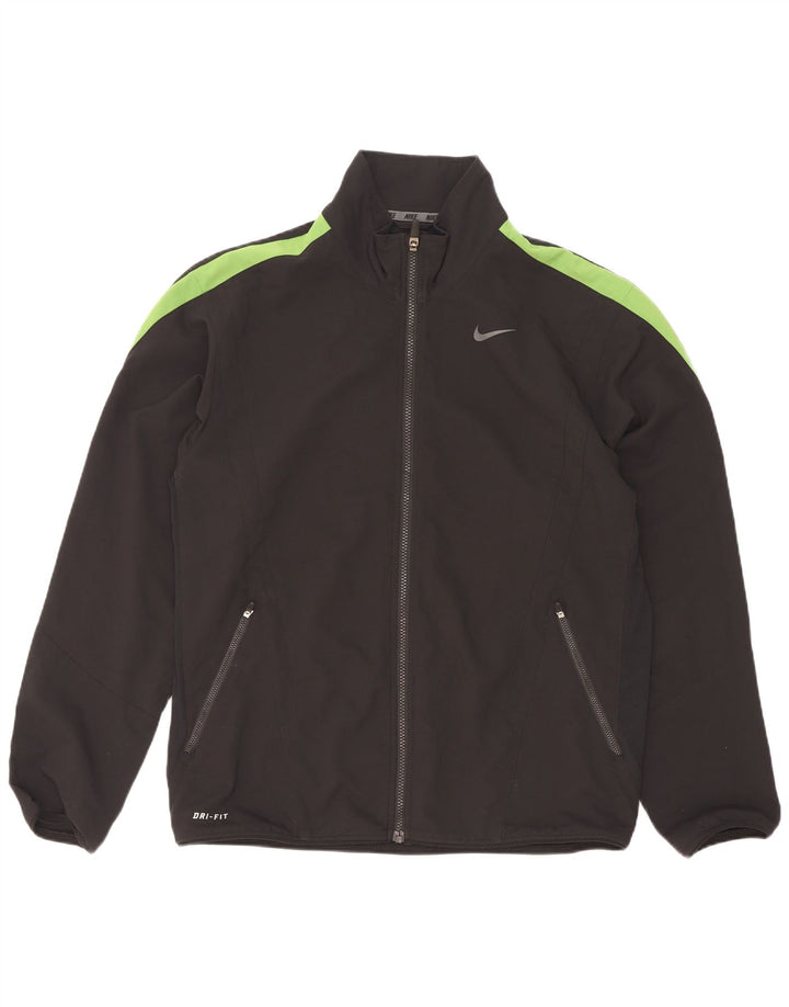 Nike Herren-Dri-Fit-Trainingsanzug-Top-Jacke, mittelschwarzes Farbblock-Polyester