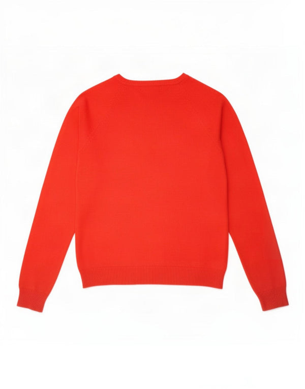 Zara Damen-Pullover mit V-Ausschnitt, UK 14, Größe L, rote Baumwolle