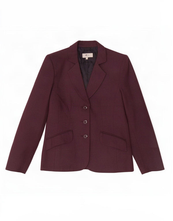 Marks & Spencer Damen-Blazerjacke, UK 14, mittleres Kastanienbraun mit Fischgrätenmuster