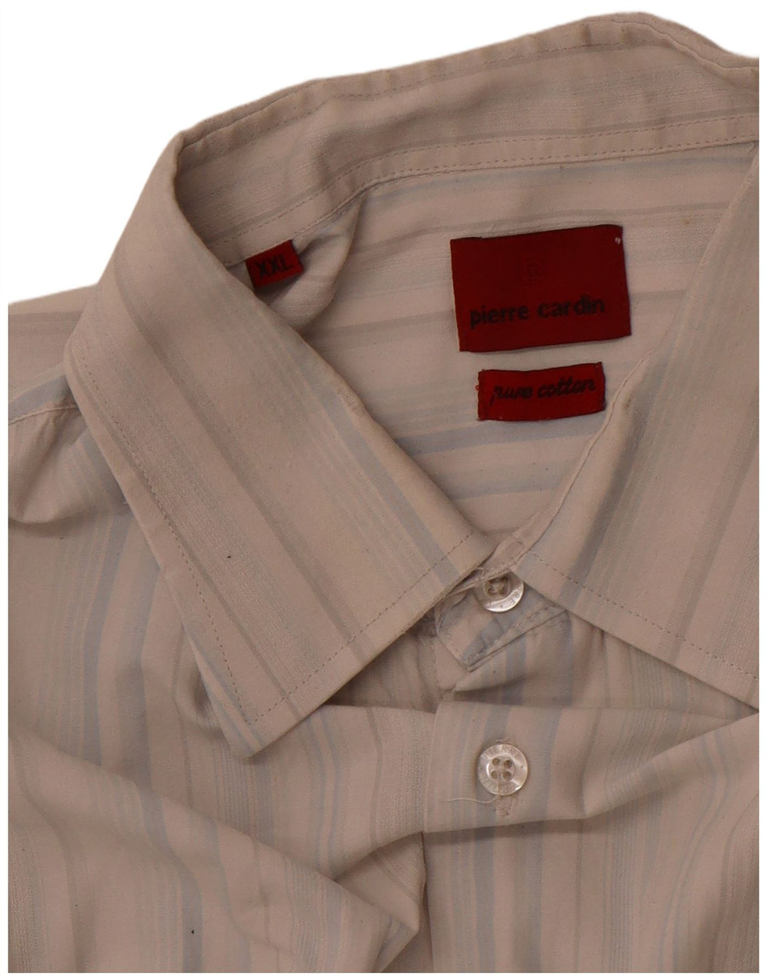 PIERRE CARDIN Herren Kurzarmhemd 2XL blau gestreift aus Baumwolle