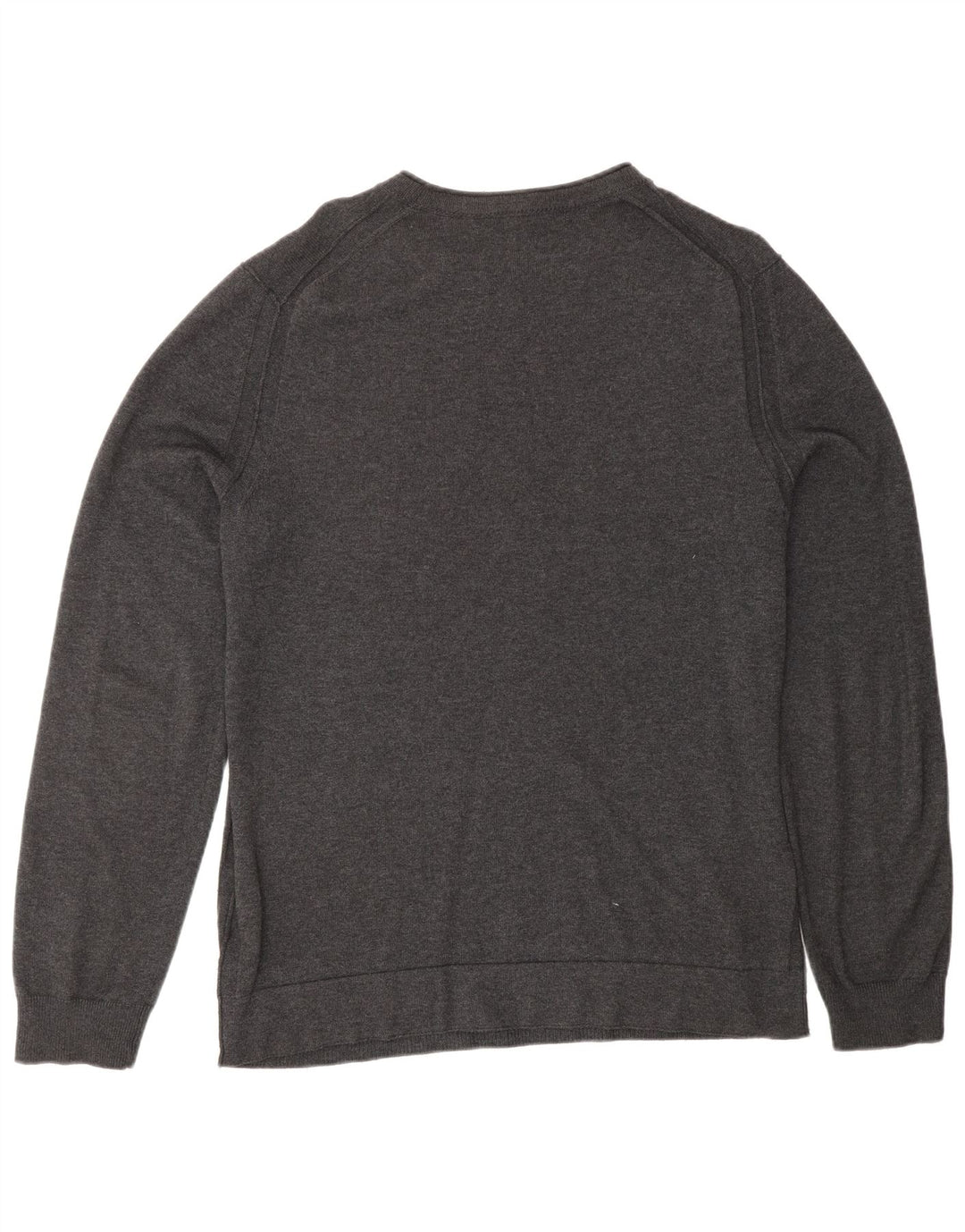 HUGO BOSS Herren-Pullover mit Rundhalsausschnitt, mittelgraue Baumwolle