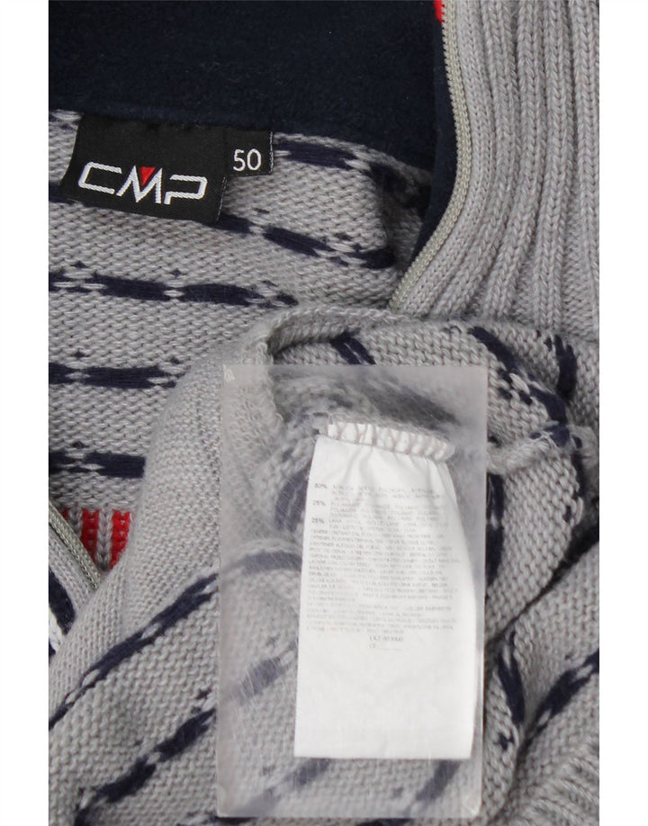 CMP Herren-Cardigan mit durchgehendem Reißverschluss IT 50 Mittelgraues Fair-Isle-Acryl