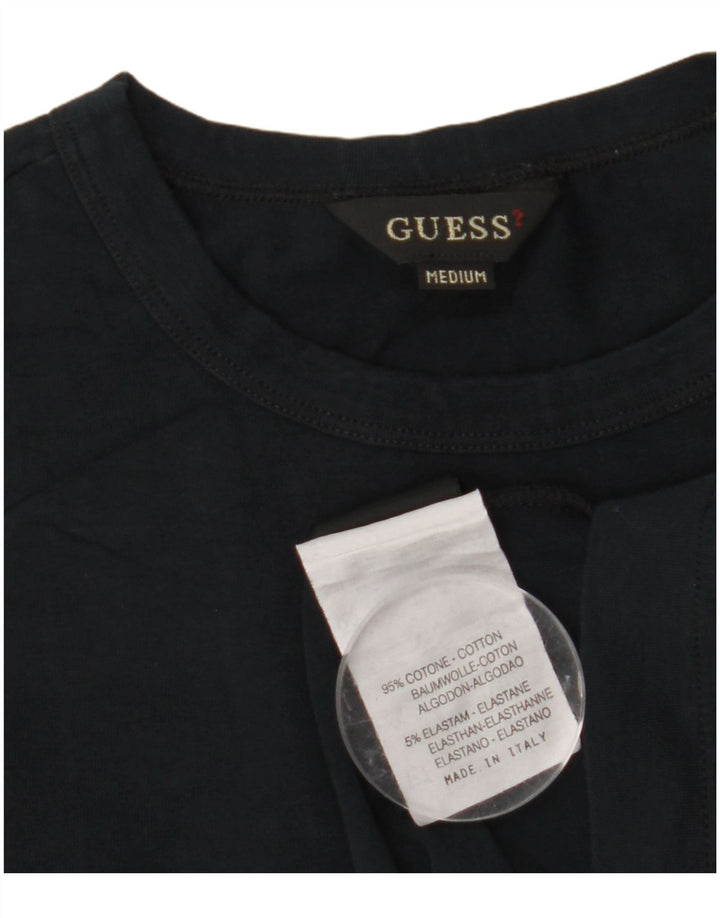 GUESS Damen T-Shirt Top UK 12 Medium Marineblau Baumwolle