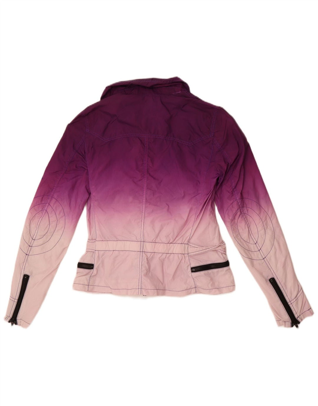 Blauer Damen-Utility-Jacke UK 12 Mittellila Colourblock-Polyamid