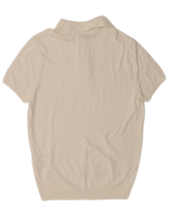Zara Herren Kurzarm-Polo-Pullover aus mittelweißer Viskose