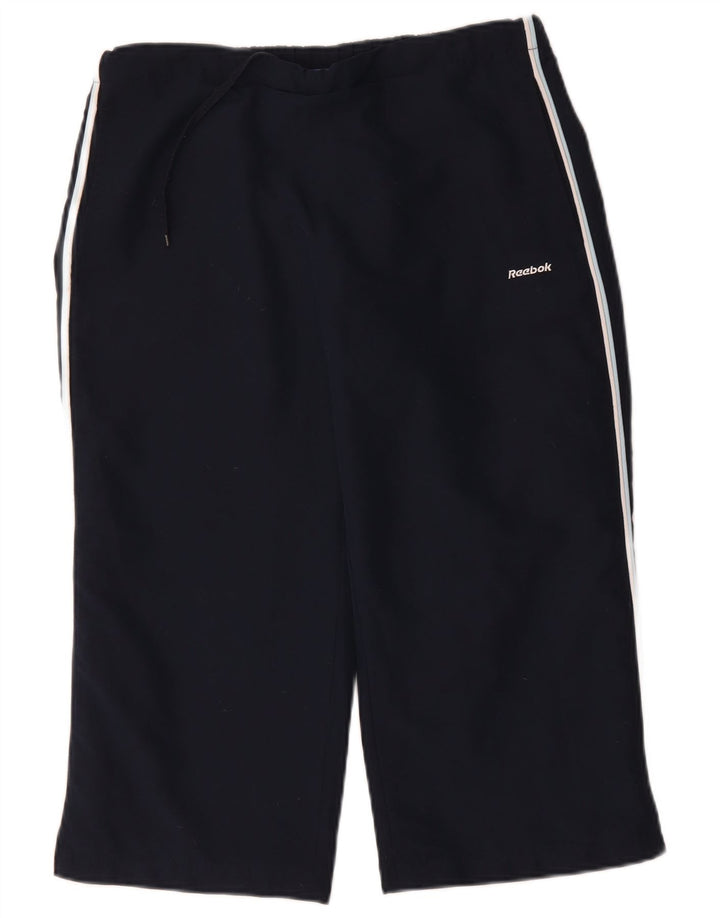 Reebok Damen Capri-Trainingshose UK 12 Medium Marineblau Polyester
