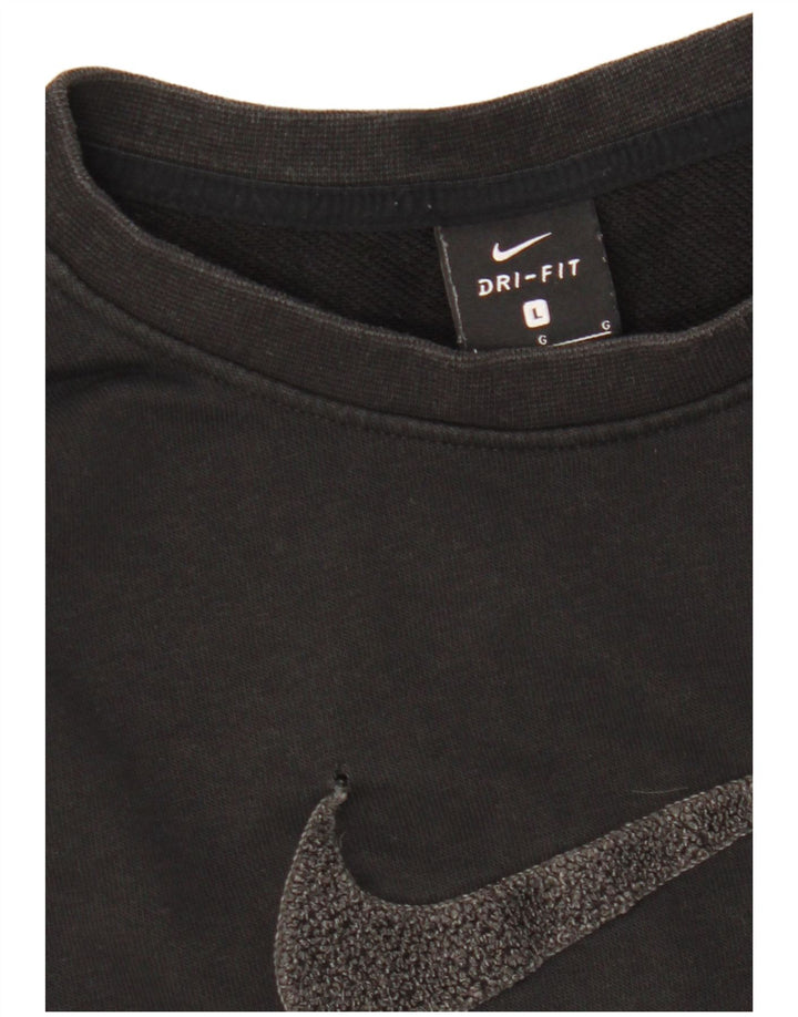 Nike Womens Crop Graphic Oversized Sweatshirt Pullover UK 16 Large Schwarz