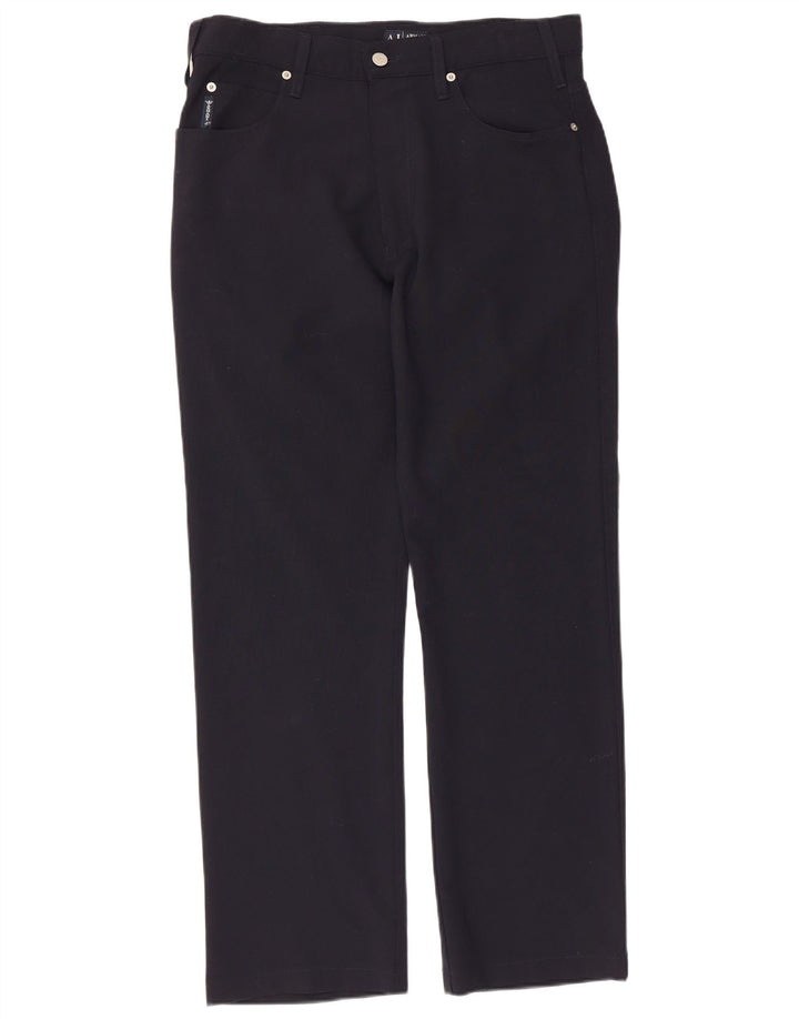 Armani Herren gerade Freizeithose W32 L29 Marineblau Polyester