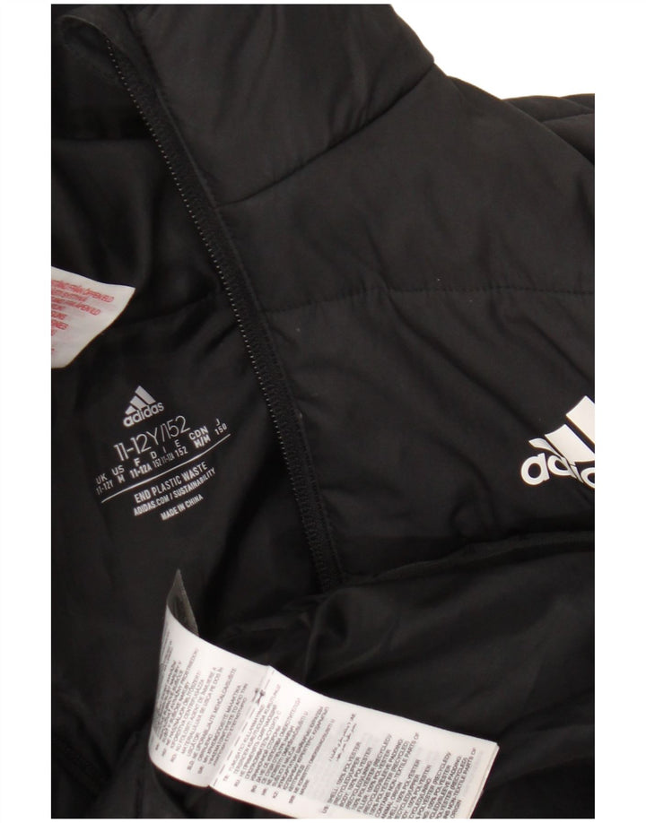 Adidas Jungen wattierte Jacke mit Kapuze, 11–12 Jahre, schwarzes Polyester