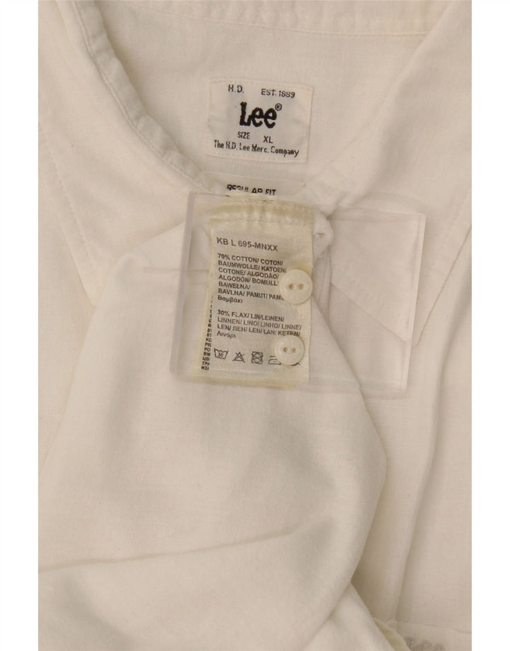 LEE Mens Regular Fit Short Sleeve Shirt XL White Cotton