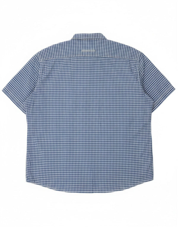 Camel Active Herren-Kurzarmhemd mit normaler Passform, 2XL, blaues Gingham-Baumwolle