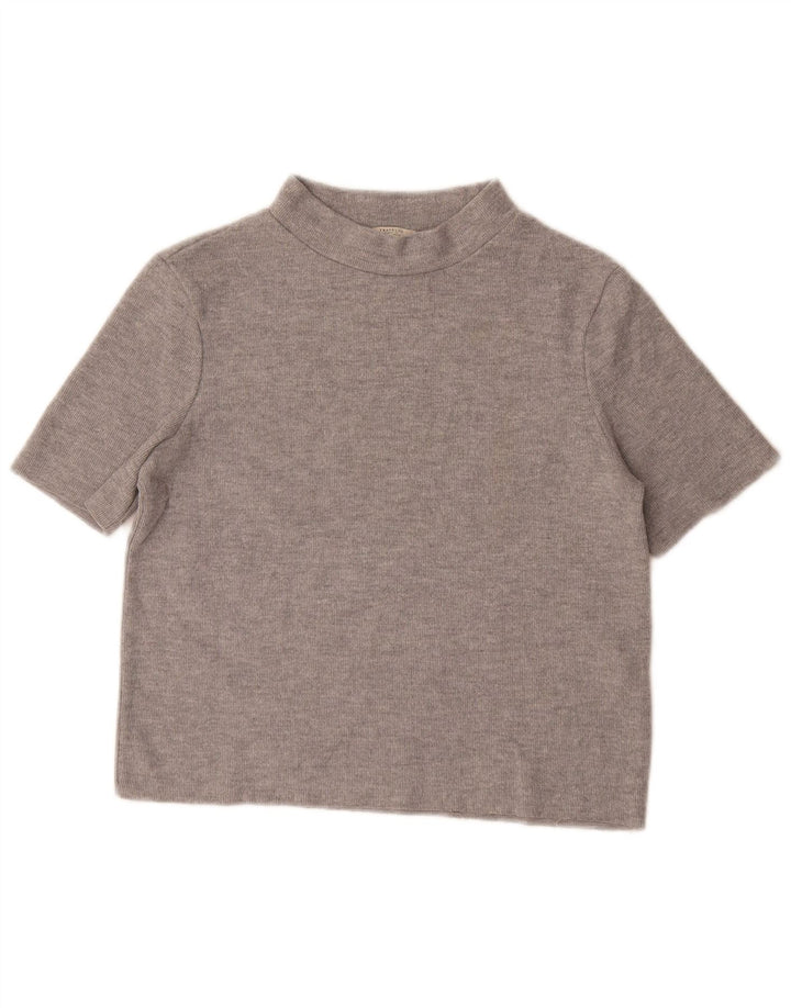 Zara Damen Crop T-Shirt Top UK 12 Mittelgrau