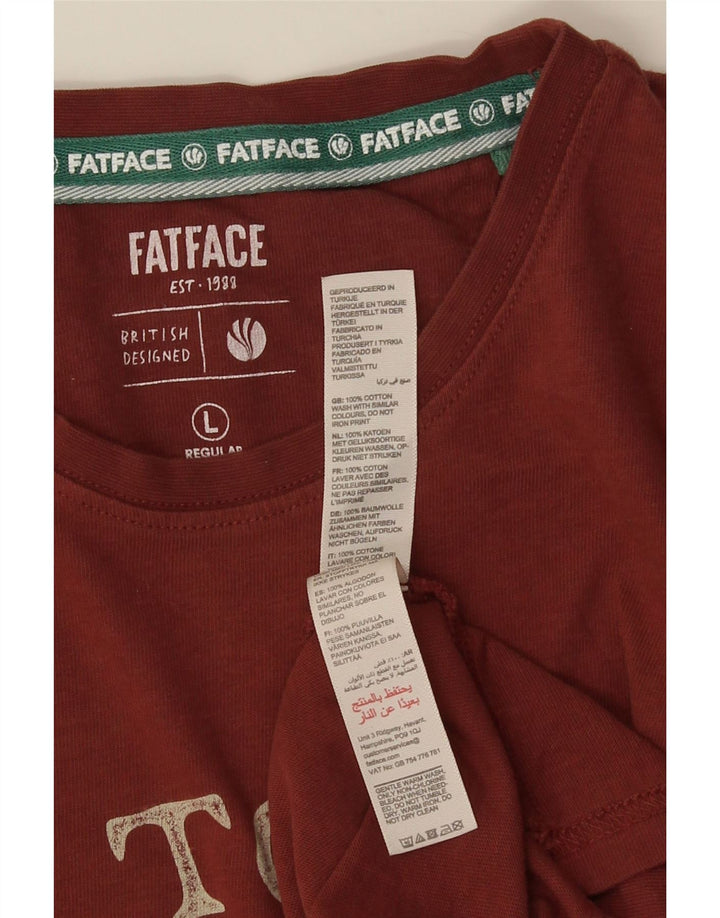 FAT FACE Herren-T-Shirt mit normaler Passform, Grafik, Größe L, aus roter Baumwolle