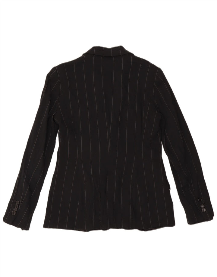 Zara Damen-Blazerjacke mit 1 Knopf, EU 38, klein, schwarz gestreift, Viskose