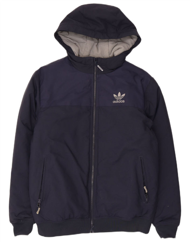 Adidas Herren-Windbreakerjacke mit Kapuze, UK 38, Mittelmarineblau, Polyester
