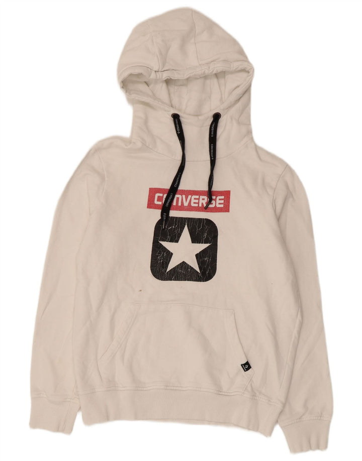 Converse Damen Graphic Hoodie Pullover UK 14 Mittelweiße Baumwolle