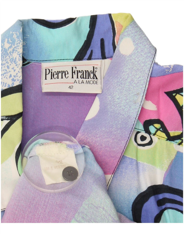 VINTAGE Damen-Hemdbluse mit abstraktem Muster, EU 42, groß, mehrfarbig