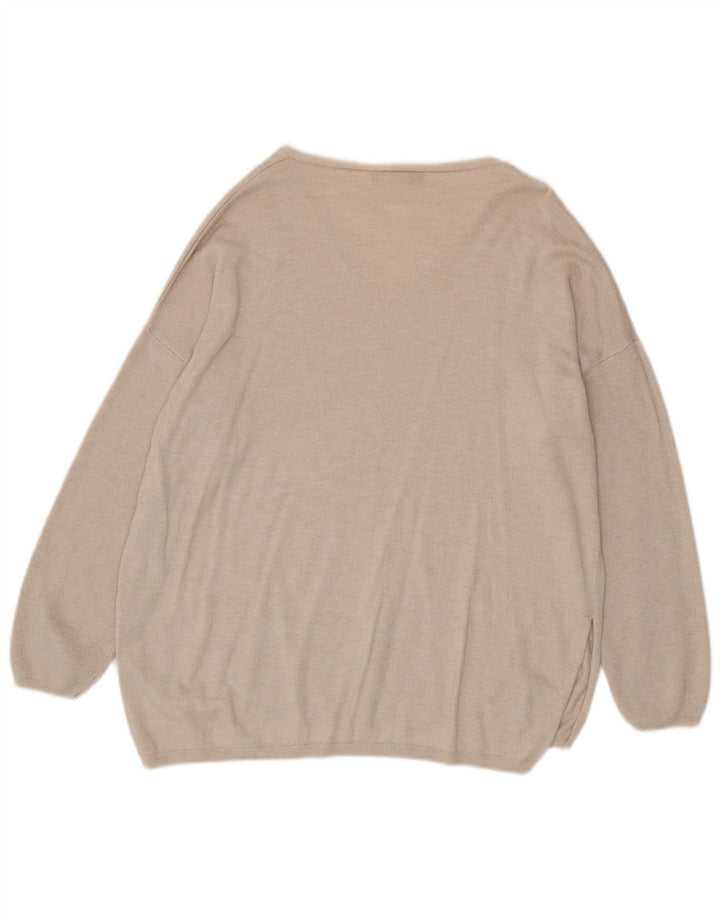 Marks & Spencer Damen-Pullover in Übergröße mit V-Ausschnitt, Gr. 14, Größe L, Beige