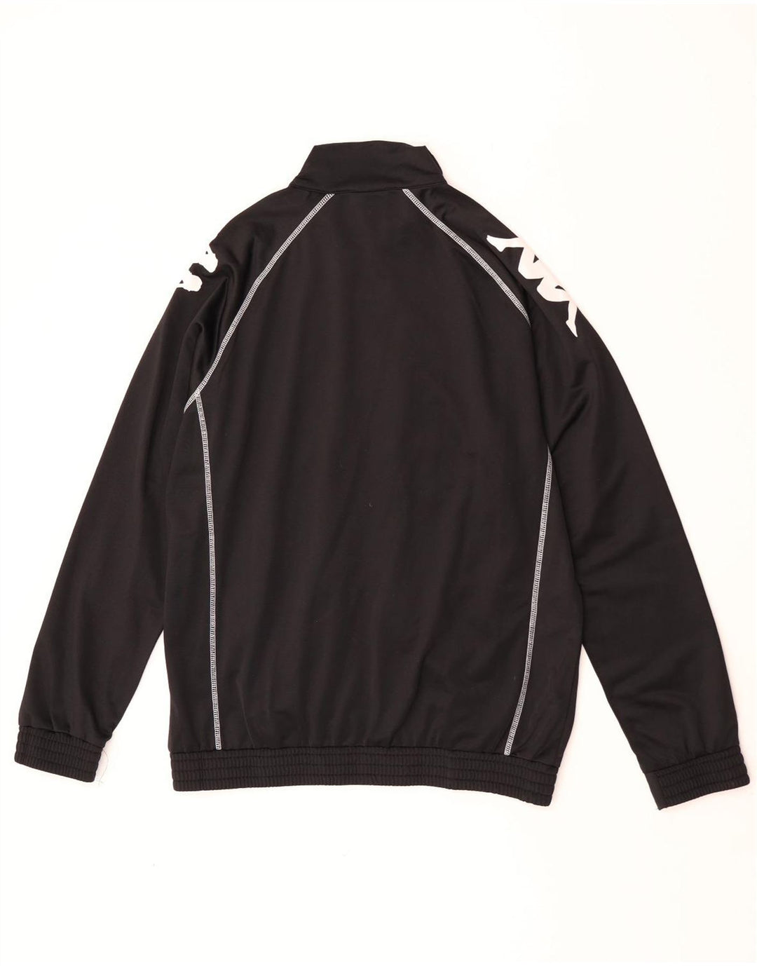 Kappa Herren-Trainingsanzugoberteil mit Grafik, groß, schwarzes Farbblock-Polyester