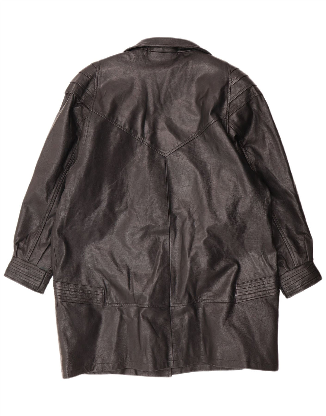 VINTAGE Damen Ledermantel UK 18 XL Schwarzes Leder