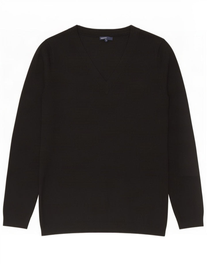 Gap Damen-Pullover mit V-Ausschnitt, Gr. 14, Größe L, Schwarz, Polyester