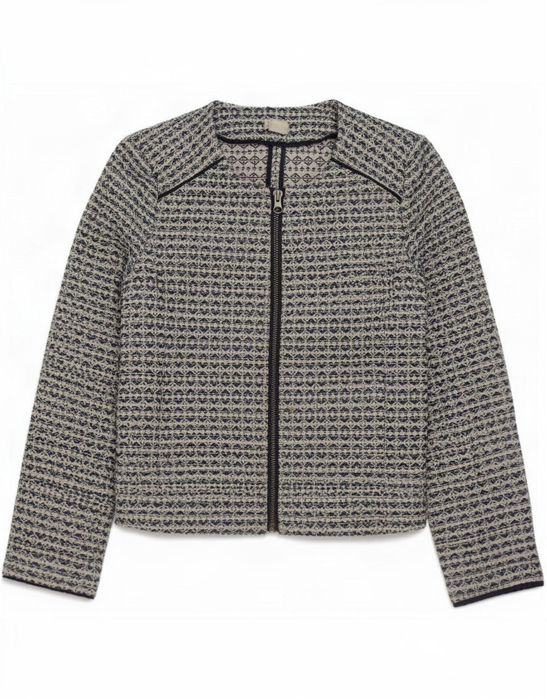 J. Crew Damen-Blazerjacke mit durchgehendem Reißverschluss, UK 6 XS, graues geometrisches Polyester