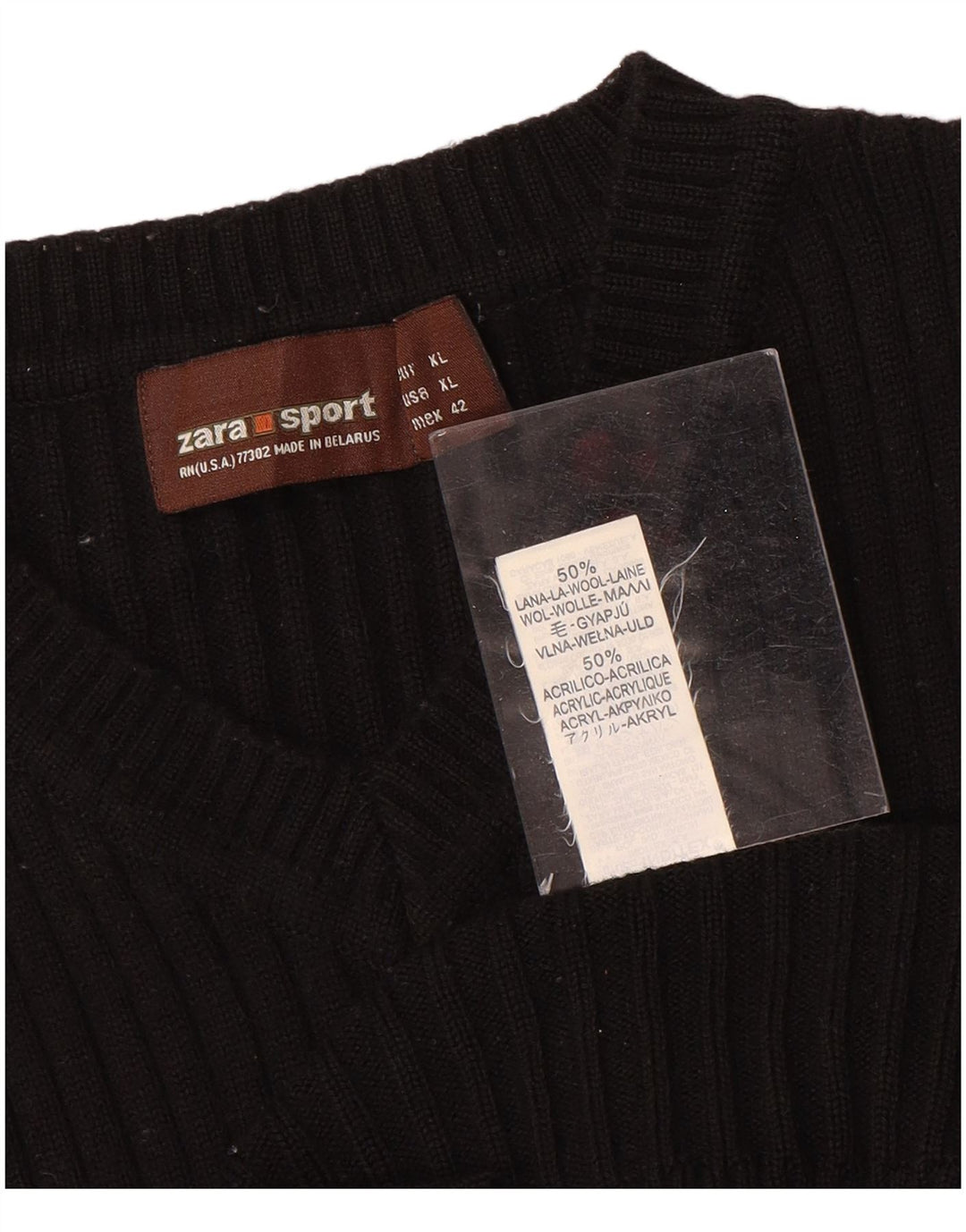 Zara Damen Weste Tank Top UK 18 XL Schwarze Wolle