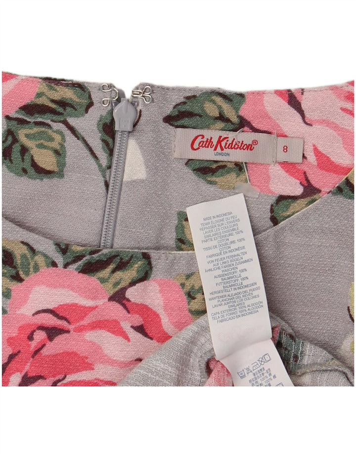 CATH KIDSTON Damen-A-Linien-Kleid, Größe S, Grau, Blumenmuster, Baumwolle