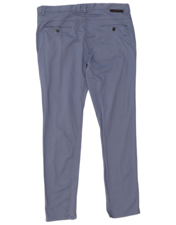 Zara Mens Skinny Chino Trousers EU 46 XL W36 L31 Blue Cotton