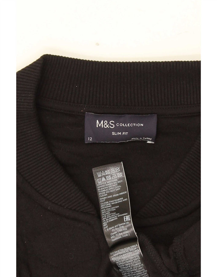 Marks & Spencer Damen Slim Fit Steppjacke UK 12 Mittelschwarze Baumwolle
