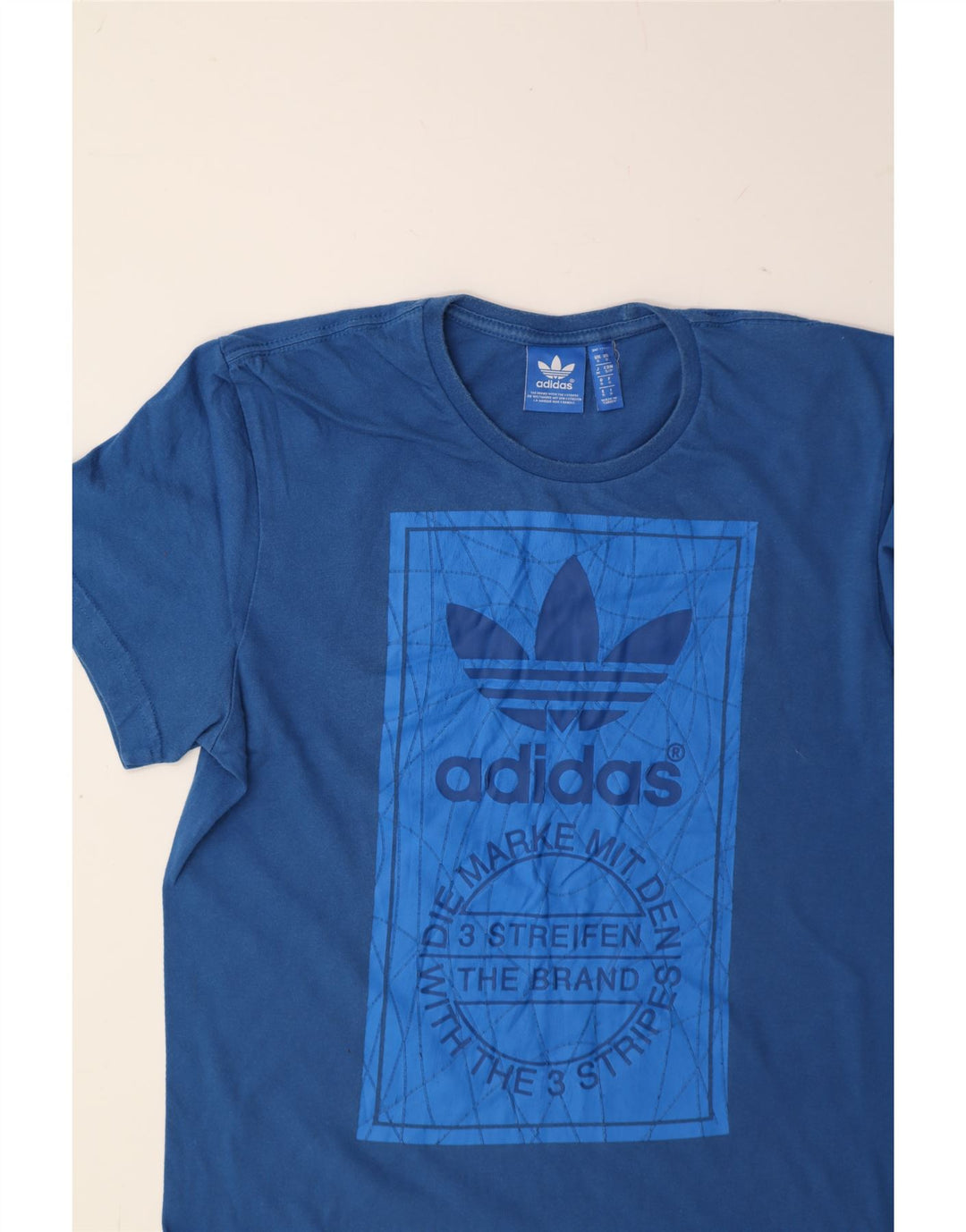 ADIDAS Mens Graphic T-Shirt Top Small Blue Cotton Vintage Adidas and Second-Hand Adidas from Messina Hembry 