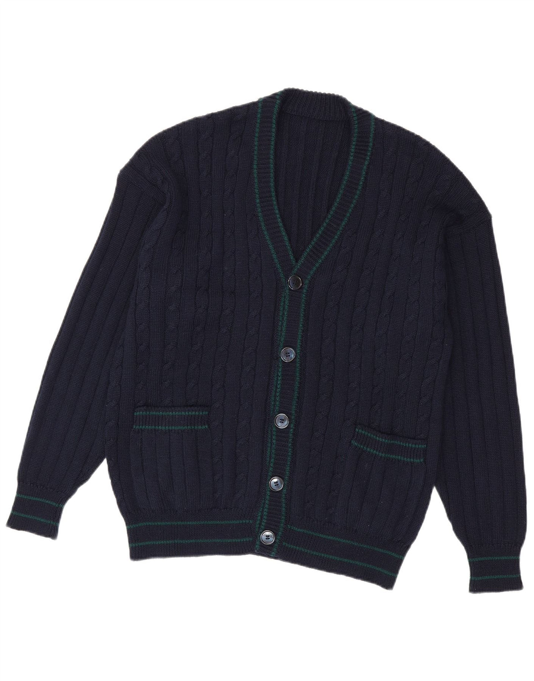 Vintage Herren Cardigan Pullover Medium Marineblau