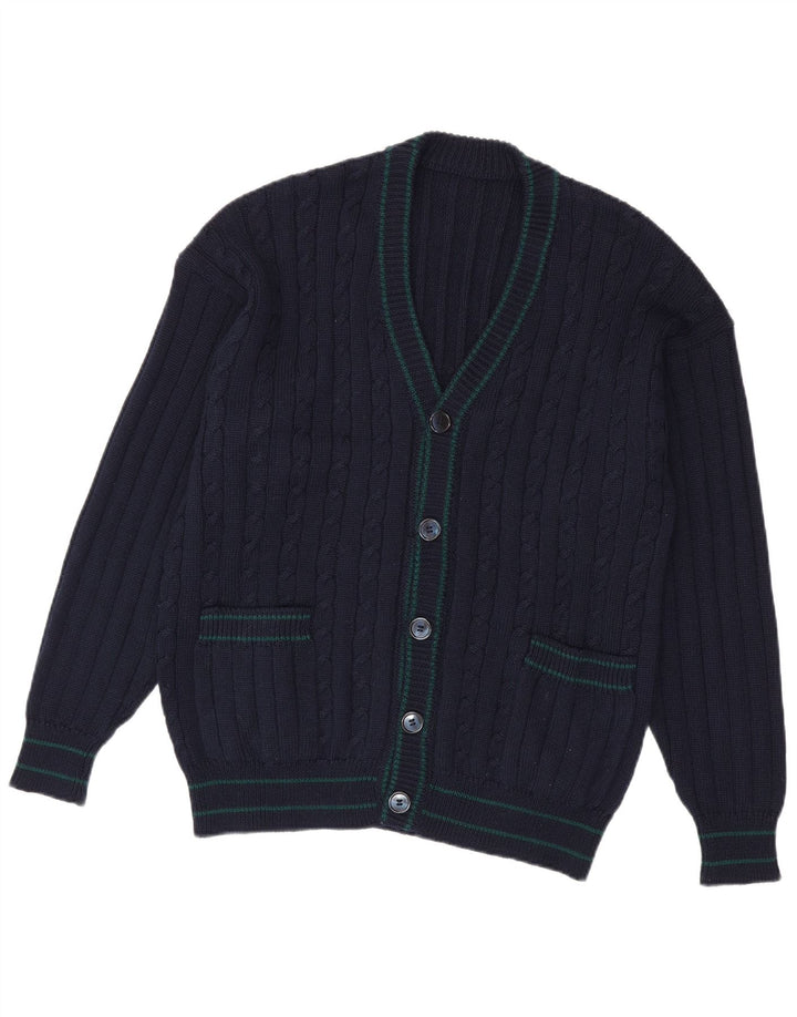 Vintage Herren Cardigan Pullover Medium Marineblau