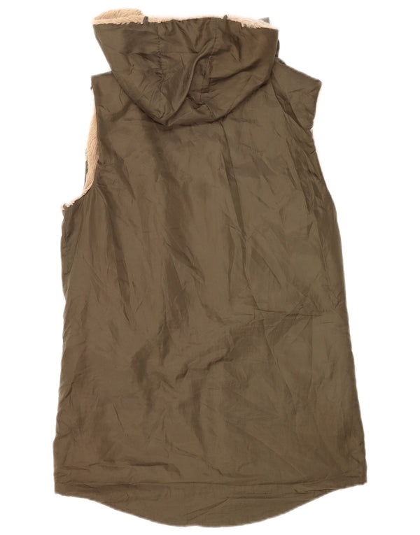 Oasis Damen Longline Sherpa-Gilet mit Kapuze UK 10 Small Khaki Polyester
