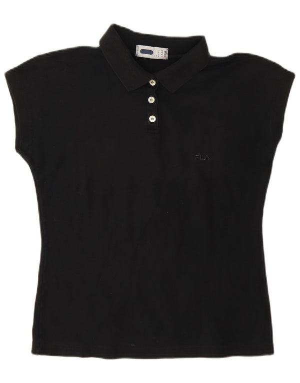 Fila Damen Poloshirt IT 46 Large Schwarz Baumwolle