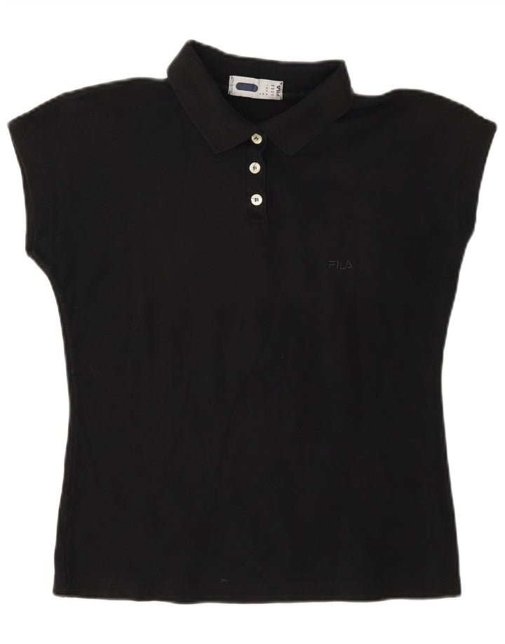 Fila Damen Poloshirt IT 46 Large Schwarz Baumwolle