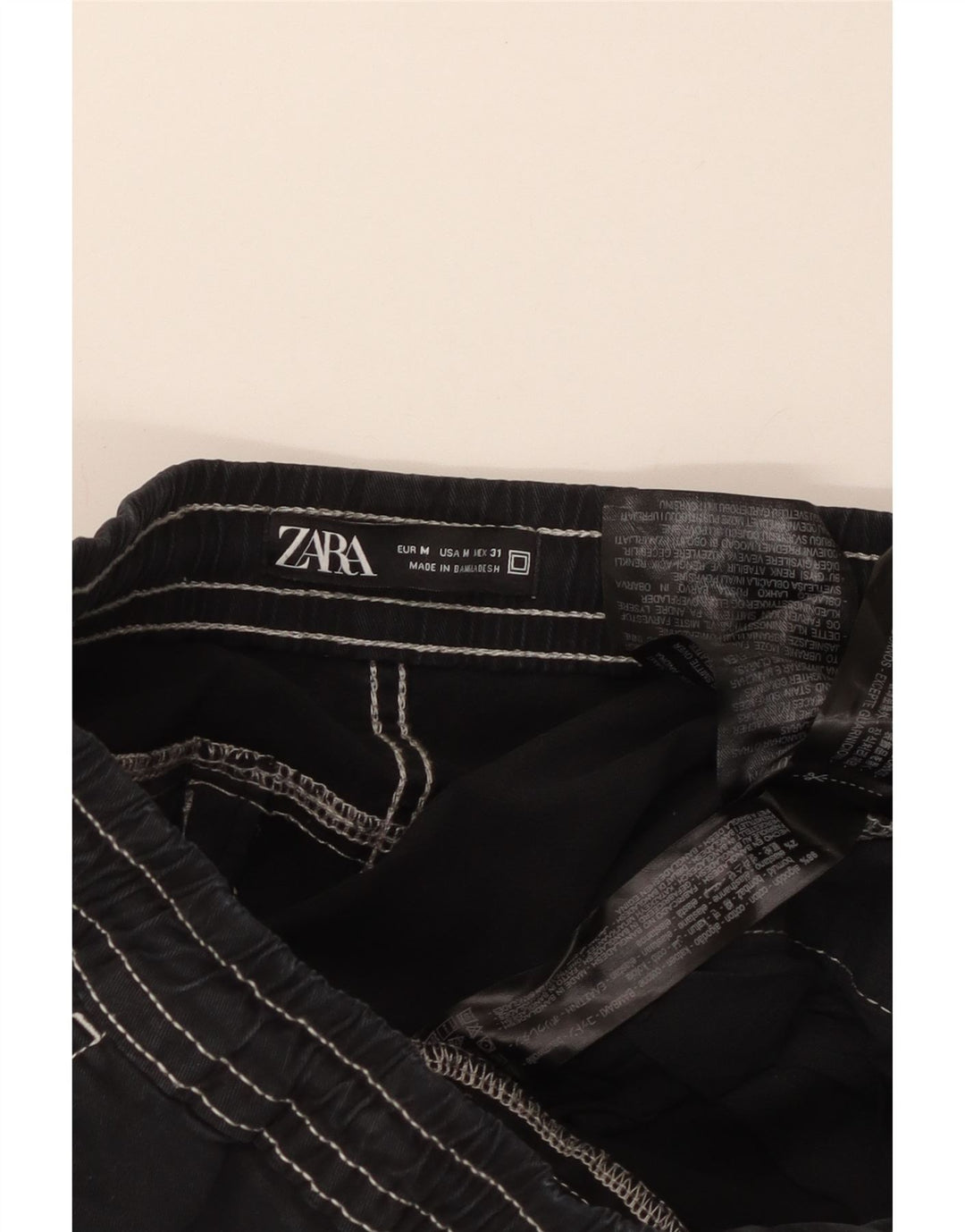 Zara Herren-Jogger-Cargohose, Größe M, W31, L26, Marineblau, Baumwolle